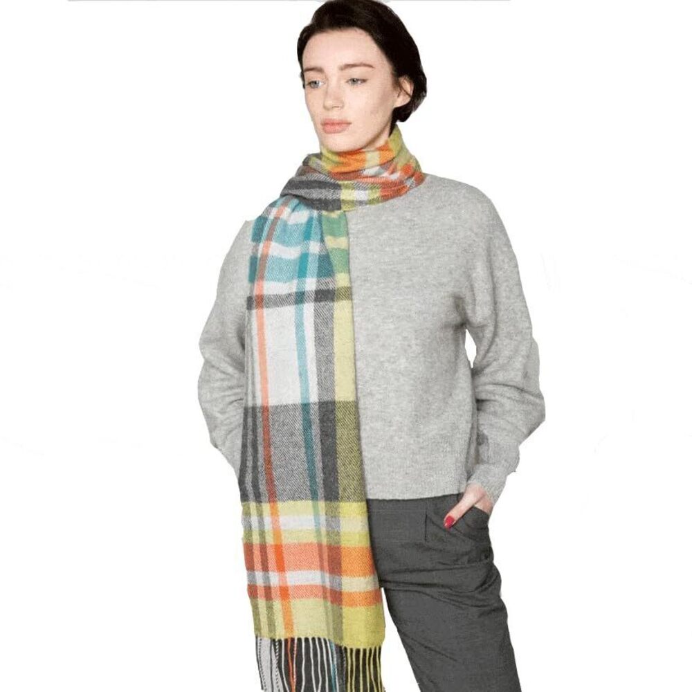 2788 Irish Lambswool Herringbone Scarf with Fringe, 82.67 x 11.81 inches